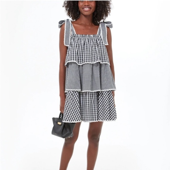 NWT TUCKERNUCK X HYACINTH HOUSE gingham Donna dress XS - Picture 1 of 8